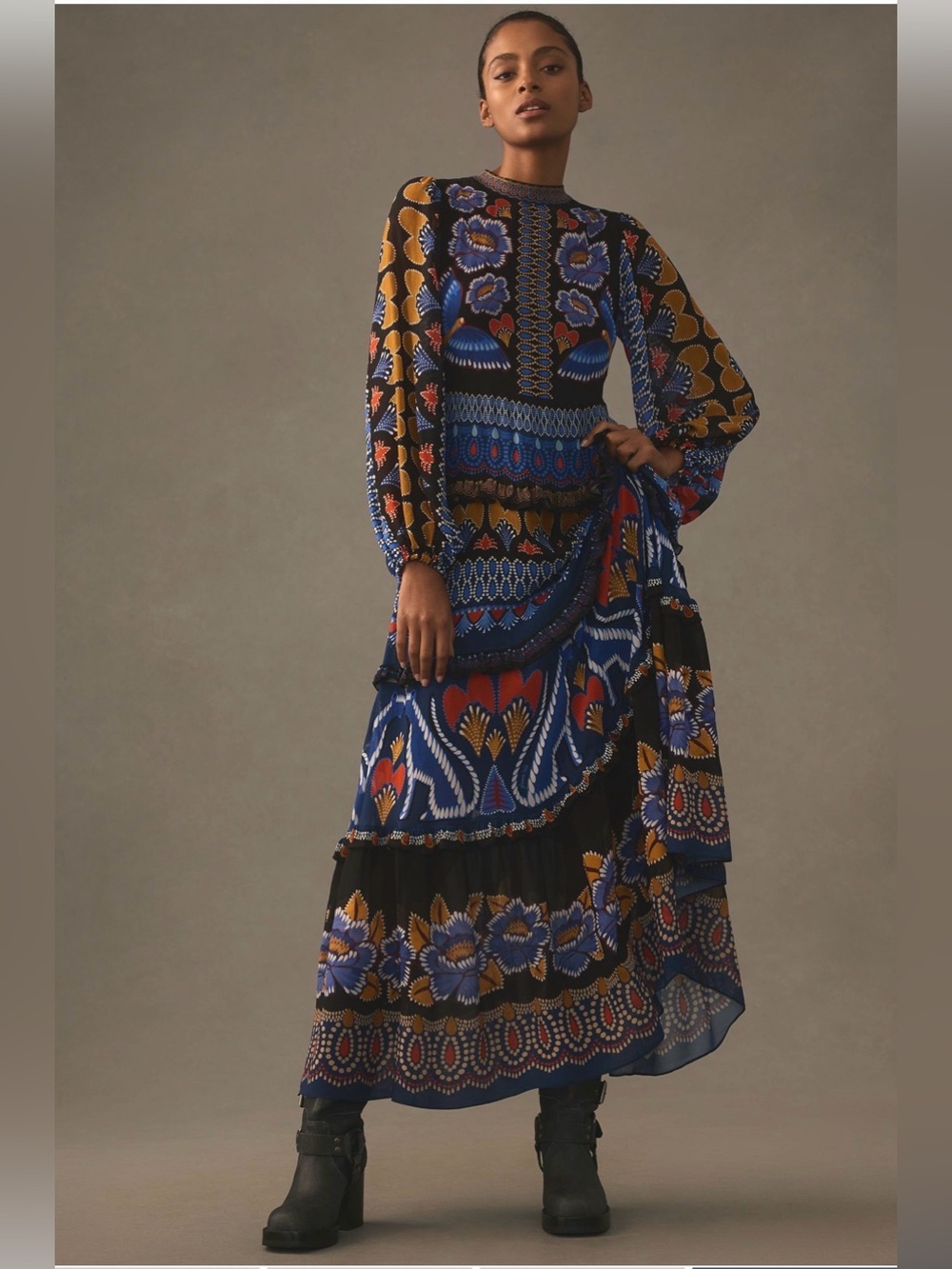 FARM RIO AINIKA SPARKLE LONG-SLEEVE MAXI DRESS - Picture 3 of 5